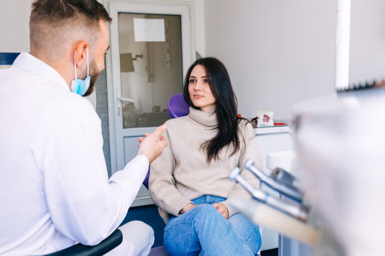 Dentist consultation on his patient condition